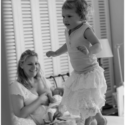 Burning off steam whilst waiting for her father to come back for the family portrait